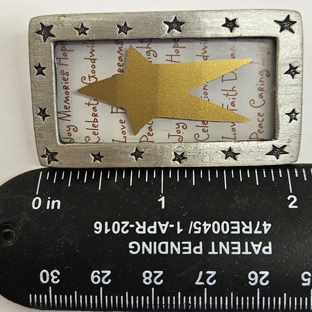 Hallmark Shadow Box Pendant Brooch Pin Star Inspirational Words Peace Faith Love